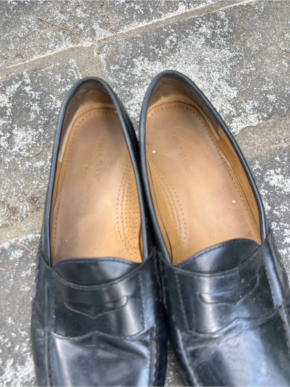 Cole Haan Black Leather Slip-On Penny Loafers